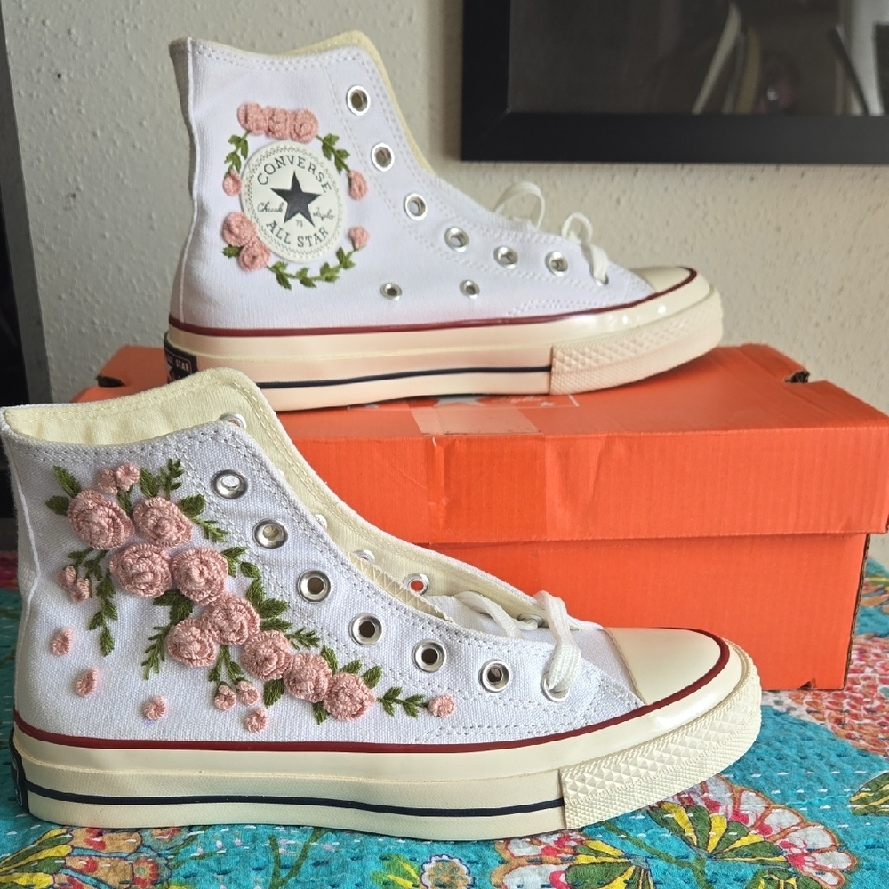 Converse Women's White Floral High-Top Sneakers